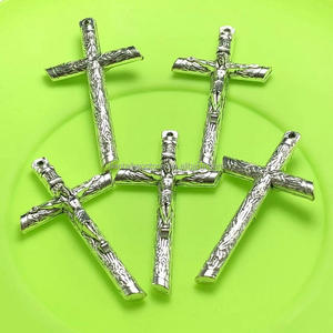 大尺寸仿古镀银锌合金十字宗教念珠十字架吊坠 - Product Image 5