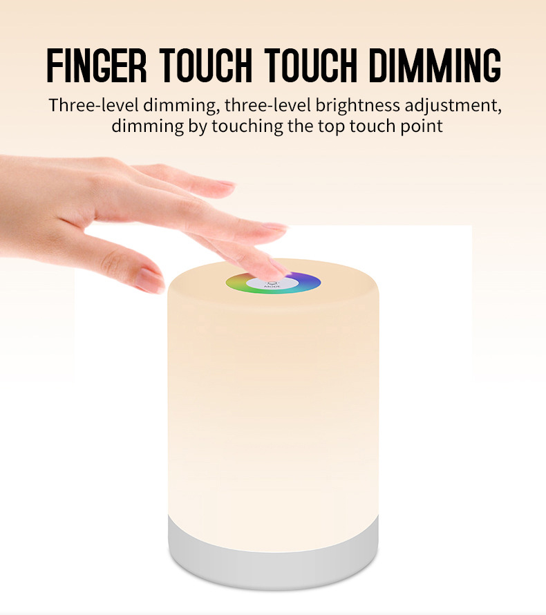 Rechargeable Smart LED Touch Control Night Light Induction Dimmer Intelligent Bedside Portable Lamp Dimmable RGB Color Change