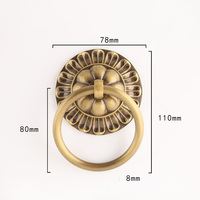 Poignée de tirage en laiton massif pour porte, tiroir de cuisine, armoire, placard, style traditionnel, en métal moulé, avec anneau de protection, pour villa et hôtel