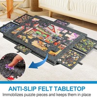 Table de puzzle pliable 2-en-1 avec 6 tiroirs, 1000 pièces, multifonctionnelle et portable en feutre