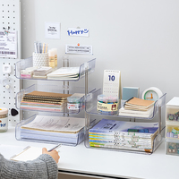 Organizador de Escritorio Multifuncional Transparente de Plástico, Organizador de Papel A4, Porta Archivos para el Hogar, Oficina, Escritorio, Escuela