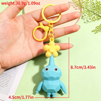 Porte-clés en silicone 3D mignon en forme de créature, pendentif de sac dessin animé feuille de plante elfe, merch gamer Kawaii, porte-clés en caoutchouc souple, cadeau
