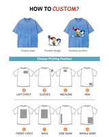 Kinder T-shirt 100% katoen 200 gram, korte mouwen, custom cartoon print, jongens/meisjes, sneldrogend, ademend