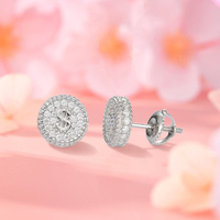 Petites quantités minimales de commande (MOQ) – Boucles d'oreilles clous en forme de signe dollar américain, entièrement pavées de diamants VVS Moissanite, style Bling Fashion Hiphop Rock, pour hommes et femmes