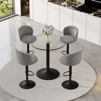 Tabouret de bar pivotant en tissu moderne et contemporain avec dossier, hauteur réglable, chaise de comptoir pour îlot de cuisine, bar, café
