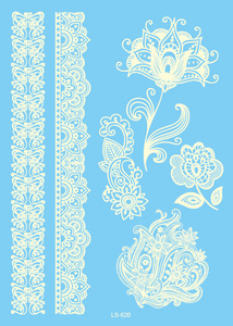 Al por mayor las niñas arte de cuerpo de encaje blanco <span class=keywords><strong>tatuajes</strong></span> temporales de La etiqueta engomada - Product Image 3