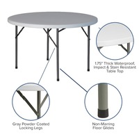 Table ronde en plastique blanc de 4 pieds, très vendue, pour mariage en plein air, fête, banquet