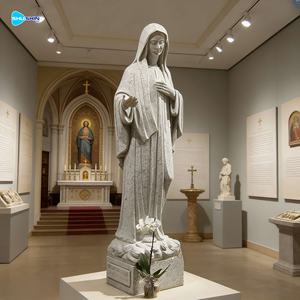 تمثال مريم العذراء من الرخام بتصميم أوروبي يدوي الصنع لحدائق ومراكز ميديوجوري الكاثوليكية - Product Image 4