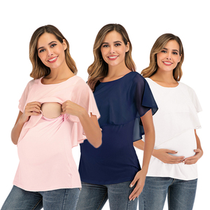 T-shirts d'allaitement maternité pour femmes enceintes chemisier double couche pour femmes maternité allaitement Wrap <span class=keywords><strong>Tee</strong></span> Top - Product Image 1