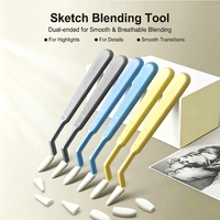 MLSIKE Ensemble d'outils de mélange de croquis double, stylos de mélange artistique, 20 pointes éponge grises de rechange (latex ABS de qualité supérieure) pour des transitions fluides