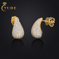 Boucles d'oreilles clous en forme de larme en moissanite glacée, or blanc 18 carats, argent sterling 925, boucles d'oreilles de luxe tendance, imitation goutte d'eau