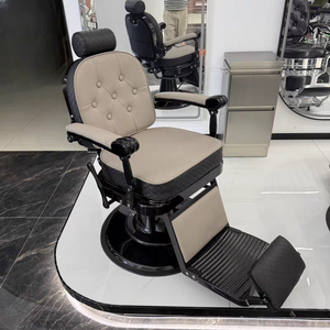 Fauteuil de Barbier Moderne en Cuir pour Hommes – Idéal pour les Coupes <span class=keywords><strong>Pompadour</strong></span> et Fade – Inclinable avec Rotation à 360° et Pompe Hydraulique – Pour Salons de Coiffure et Barbiers - Product Image 1