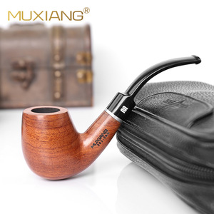 Muxiang Wooden Tobacco Pipe Bent Type Handmade Solid Wood Smoking Pipe For Personal Gift - Product Image 1