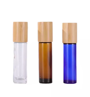 Flacon roll-on en verre transparent de 10 ml et 15 ml avec bouchon en bambou et bille en acier inoxydable pour huiles essentielles, aromathérapie et parfums