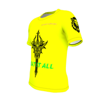 HIRBGOD Herren Esport T-Shirt Schnellt rockn endes, atmungsaktives Polyester-Gaming-Trikot mit gelber Sublimation farbe und Schwert löwen grafik