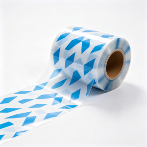 <b>Blue</b> White Printed Plastic Film <b>Roll</b> Transparent Packaging Flexographic Wrap Film for Retail and Daily Use - Product Image 2