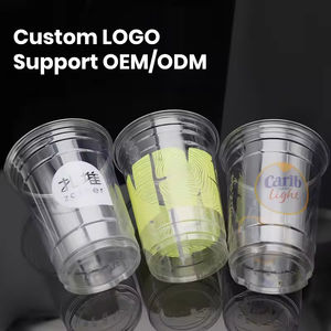 Fabricants chinois LOGO personnalisé de 9oz, 16oz, 20oz mignon 32 oz PET jetable transparent + plastique + tasse + avec + couvercle plat et pailles + 16oz - Product Image 5