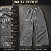 Pantalon de survêtement personnalisé avec logo imprimé, délavé à l'acide, effet usé, en molleton bouclette, brodé, grande taille, style streetwear, pour la course à pied