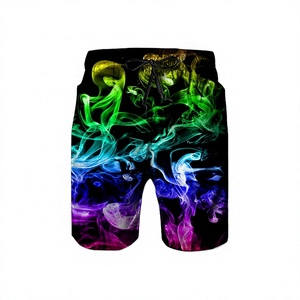 Shorts de Baño Casuales para Hombre, de Secado Rápido, Cintura Media, con Cordón, Estampado de Humo Colorido, Sublimados, de Poliéster - Product Image 1