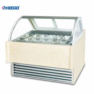 OEM de Luxo Exibição Sorvete Picolé Congelador Gabinete do Produto Comestível Bolo Lanche Equipamentos De Refrigeração Vitrine Comercial