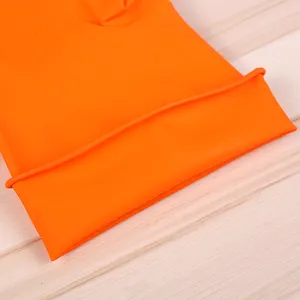 Guante doméstico flocado en aerosol de Color naranja 2023, guantes profesionales de goma de látex fabricados en China