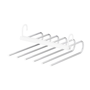 Multi Layer Pant Hanger White Space Saving Wardrobe Organizer For Pants Skirts Clothes Storage Hook Type Rectangle Shape - Product Image 5