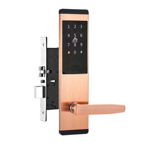 Akıllı otel kilidi paslanmaz çelik saplar emniyet düğmesi sürgü Ttlock App kart dijital akıllı otel kapı kilitleri - Product Image 1