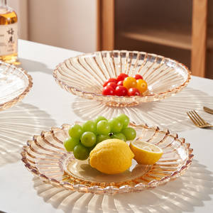 Plateau à fruits en verre cristal rond, assiette à collations pour fête, maison, salon, plat décoratif - Product Image 3