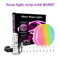 Bande lumineuse LED en silicone RGB à changement de couleur, étanche, à commande vocale, effet d'eau défilante, lampe d'ambiance DIY