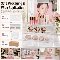 Support d'affichage de maquillage en acrylique avec porte-étiquette interchangeable pour la promotion de la marque