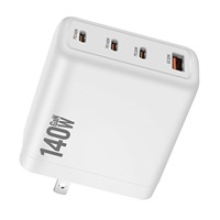 Chargeur mural USB rapide 140W 3C+1A 4 ports avec QC3.0 PD, bloc de charge compact pour ordinateur portable, adaptateur de chargeur USB GaN 140W