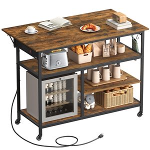 Chariot de cuisine SENYU avec plateau en bois et structure métallique, étagère de rangement roulante pour usage domestique - Product Image 6