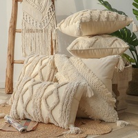 Housse de taie d'oreiller de coussin de Style bohème de luxe avec glands housses de coussin d'oreiller tuftées multidimensionnelles personnalisées pour la décoration intérieure