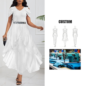 Robes de mariée pour les mariées <span class=keywords><strong>Combinaison</strong></span> de mariée en dentelle élégante sans manches col en V traîne brosse Robe de mariée blanc ivoire - Product Image 1