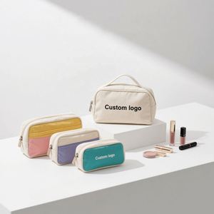 Promotional Custom Logo Print Washable Makeup <b>Pouch</b> Cotton Canvas Reusable <b>Make</b> <b>up</b> Cosmetic Bags With Zipper - Product Image 1