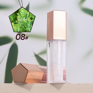 Vente en gros d'Huile pour les lèvres longue durée non collante Glaçure à lèvres mate Brillant à lèvres <span class=keywords><strong>nacré</strong></span> hydratant Or <span class=keywords><strong>rose</strong></span> Couverture pentagonale - Product Image 4