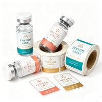 Autocollants personnalisés en vinyle découpé sur mesure pour flacons de peptides, étiquettes adhésives imperméables pour flacons en verre de 2 ml, 10 ml, 15 ml pour poudres de peptides de soin de la peau