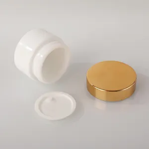 30ml 50ml Opal White Glass Cosmetic Jar With Gold Lid Empty Skincare Facial Cream Bottle With Lid