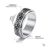 Bague Viking à Nœud Celtique et Runes pour Hommes - Anneau Rotatif en Acier Inoxydable Anti-Stress, Cadeau de Mariage
