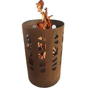60cm outdoor wood burning corten steel fire drum