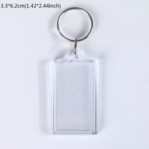 Wholesale Transparent Clear Rectangle Shape Promotional Gift Insert Photo Blank Keychain Custom Acrylic