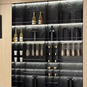 Armoire à vin intégrée de style minimaliste personnalisé, design élégant avec étagères ouvertes, armoire murale pour les intérieurs modernes de la maison, salon - Product Image 5