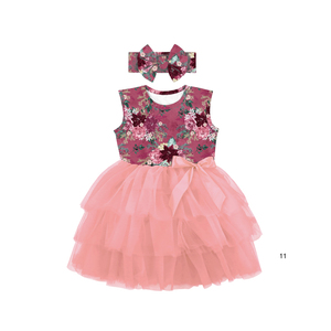 Robes tutu roses 3 couches, motif floral, tenue de soirée, pour petite fille, bas prix, nouvelle collection - Product Image 6