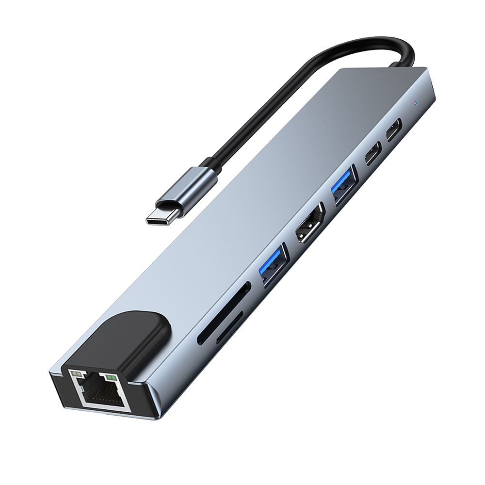 Новое поступление, док-станция 8 в 1 с портом Usb C, зарядка через Ethernet, Hdmi, Тип C, Usb-хаб 3,0, Usb-хаб