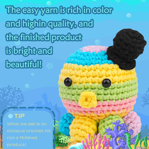 Kit de Material para Muñeco de Pulpo 2024, Kit de Material para Tejer <span class=keywords><strong>a</strong></span> Crochet, Kit de Crochet de Animales para Principiantes y Adultos - Product Image 3