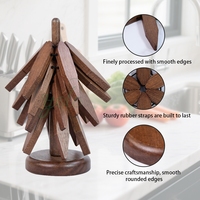 Ensemble de 4 sous-verres en bois naturel Design d'arbre de Noël Dessous de plat résistants à la chaleur pour boissons Hot Pots Home Decorative Mats Pads