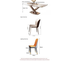 Ensemble table et chaises de salle à manger de luxe moderne pour 6 personnes, ensemble table et chaises de différentes couleurs pour la salle à manger