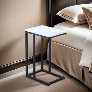 Luxury-featured side <b>table</b>, movable living room sofa balcony small <b>table</b>, metal <b>C</b>-<b>shaped</b> walnut wood bedside <b>table</b> - Product Image 2
