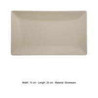 Plat de service rectangulaire Boston Sand en grès 25 × 15 cm M1934 139460