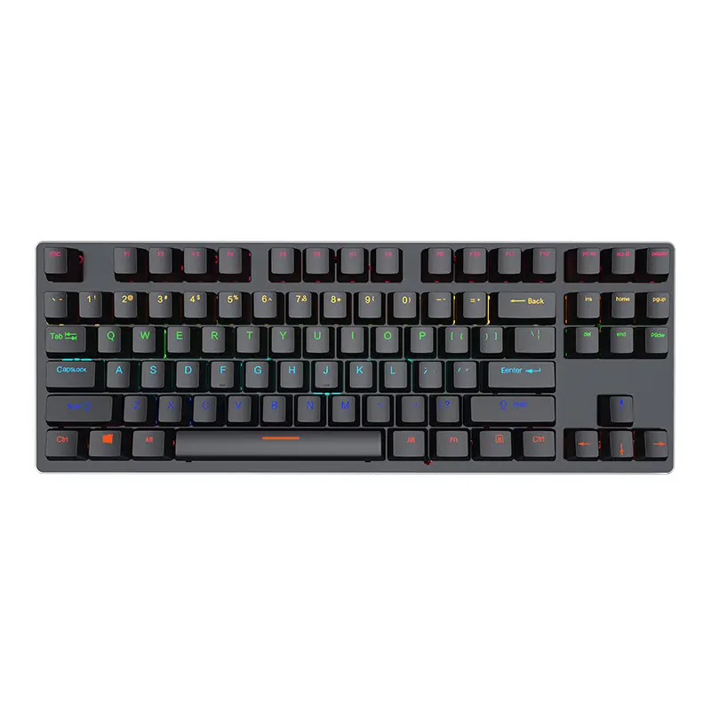 Leaven K550 87 keys Rainbow Backlit Wired Keyboard with Red switch mechanical keyboard custom tkl